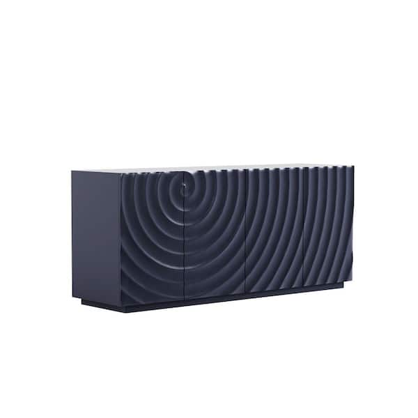 59 in. W x 15 in. D x 26.5 in. H Bathroom Navy Blue Linen Cabinet