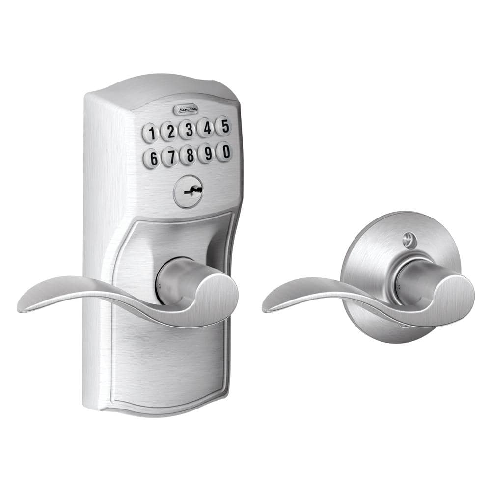 Satin Chrome Keypad Entry Lock with Wave Lever