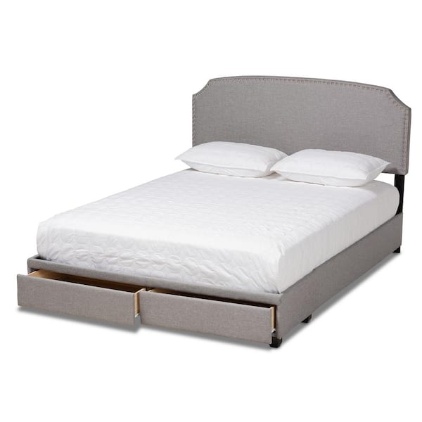 Baxton Studio Larese Light Grey King Storage Bed