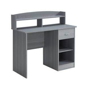 59.5 in. Retangular Gray Wood Writing Computer Desk for Home Office with Hutch and Drawer