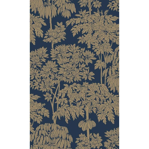 Walls Republic Blue Tonal Trees Tropical Printed Non-Woven Paper Non Pasted Textured Wallpaper 57 sq. ft.