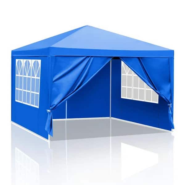10 ft. x 10 ft. Gazebo Waterproof Outdoor Canopy Patio Tent Party Tent for Wedding BBQ Cater, Blue
