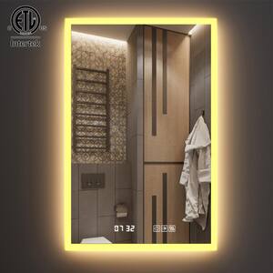24 in. W x 36 in. H Medium Rectangular Frameless LED Light Anti-Fog Wall Bathroom Vanity Mirror