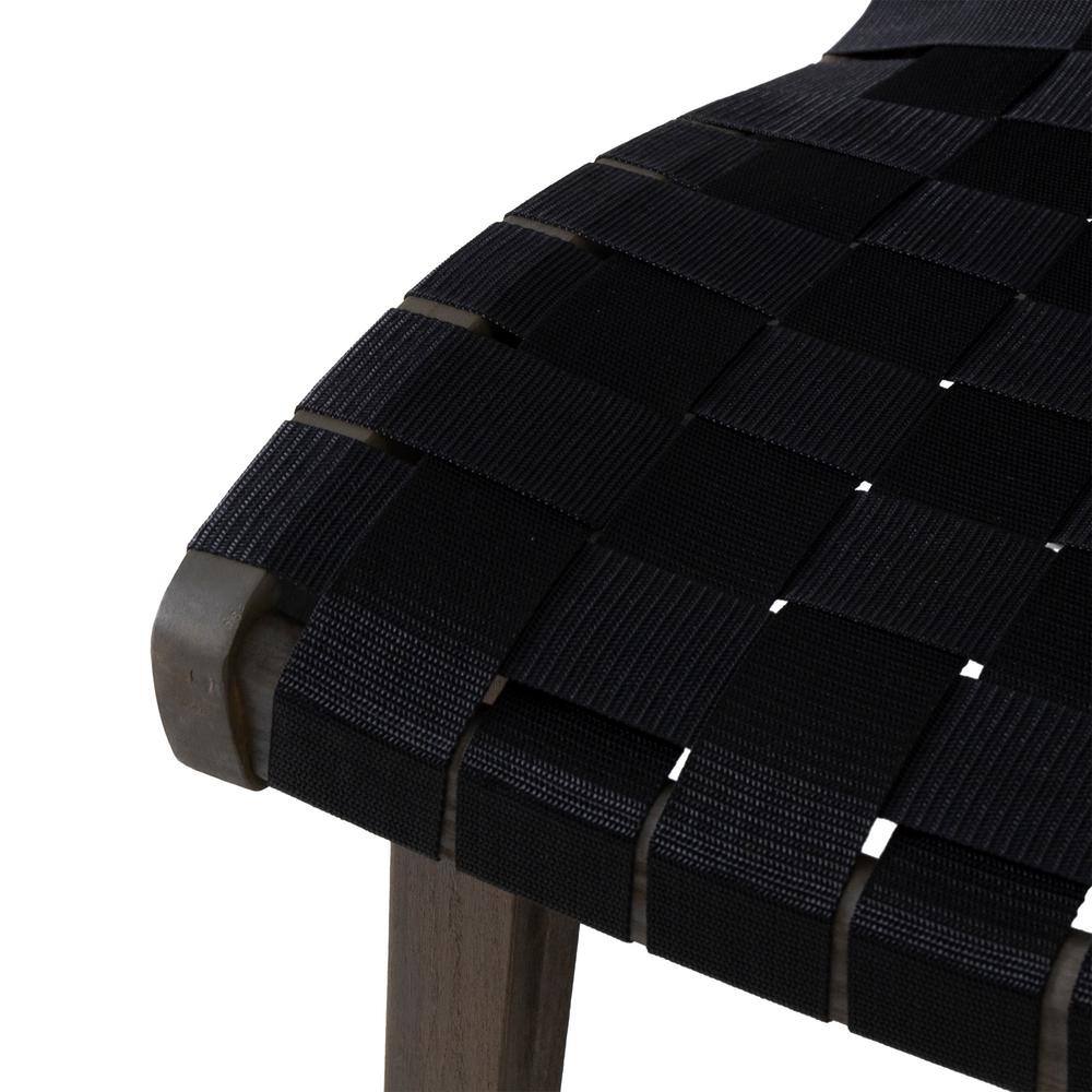 Black and Gray Acacia Wood Rope Weave Armless Lounge Chairs