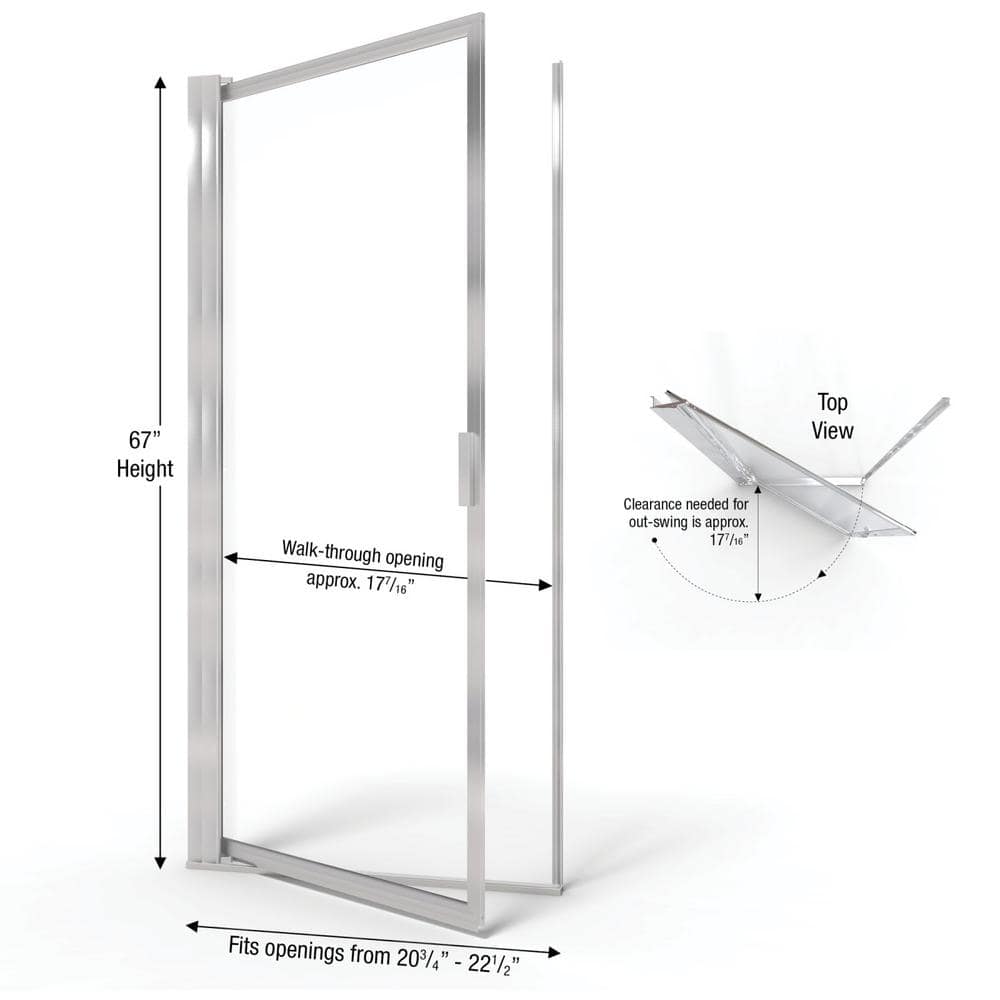 Sopora 22.5" Brushed Nickel Framed Pivot Shower Door with Obscure Glass