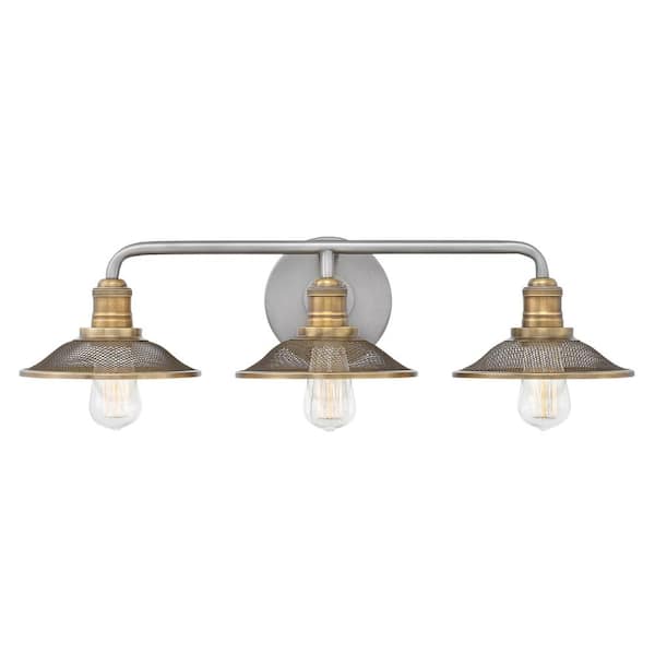 RIGBY 27 in. 3-Lighs Antique Nickel Vanity Light