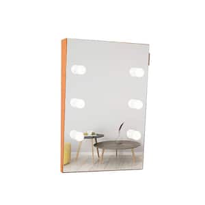24 in. W x 36 in. H Rectangular Solid Wood Framed LED Wall Mount Bathroom Vanity Mirror