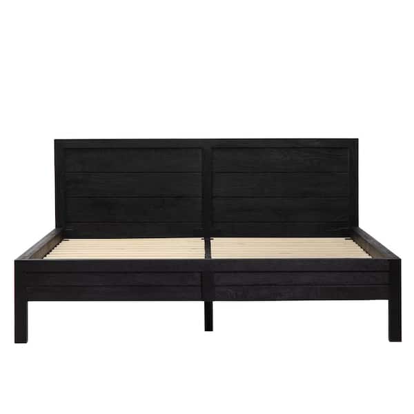 MH LONDON Matgot Black 65 in. W Wood Frame Queen Platform Bed