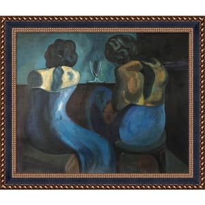 Prostitutes at a Bar by Pablo Picasso Verona Black and Gold Framed Abstract Oil Painting Art Print 24.75 in. x 28.75 in.