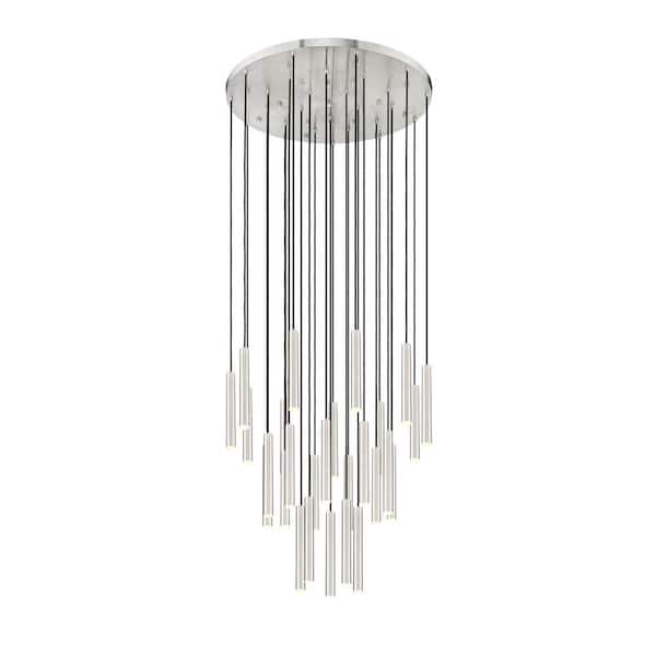 Forest 36 inch Brushed Nickel 27 Light Integrated LED Chandelier