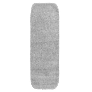 Traditional Platinum Gray 22 in. x 60 in. Washable Bathroom Accent Rug