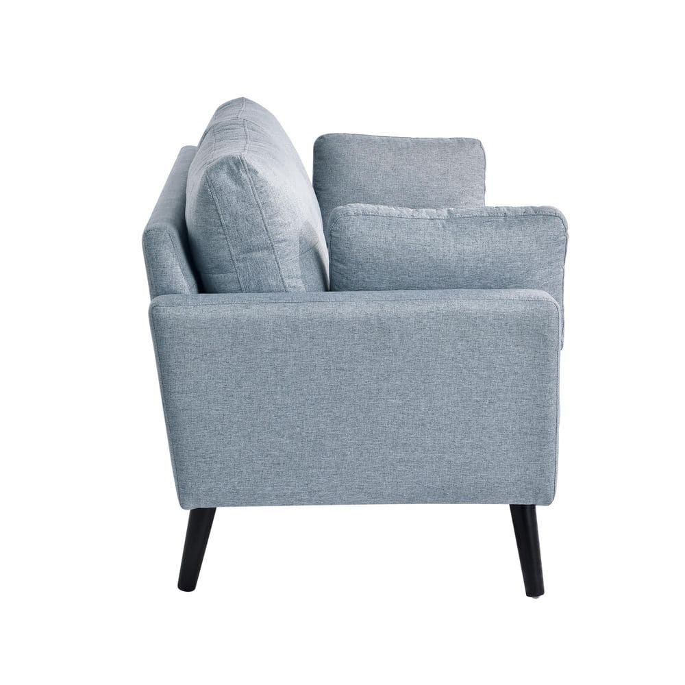 Light Gray Tufted Fabric 2-Seater Sofa with Pillow Back
