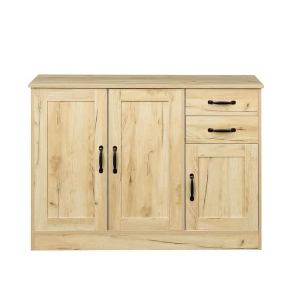 CIPACHO Oak Buffet-Cabinet Freestanding Sideboard Storage-Cabinet with 2-Doors and 1 Storage and 2-Drawers