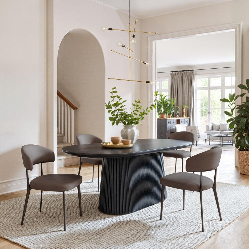 Sulco Black Mango Wood 80.7 in. Pedestal Base Dining Table (Seats 6) price history on PriceWatchPro