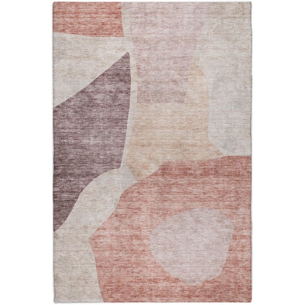 Dream Shag Premium Machine Washable Abstract ADS665 Blush 3 ft. x 5 ft. Area Rug