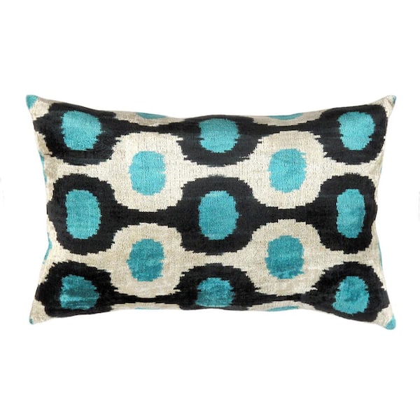 Pasargad Home Ikat Geometric 16 in. x 24 in. Silk and Wool Pillow