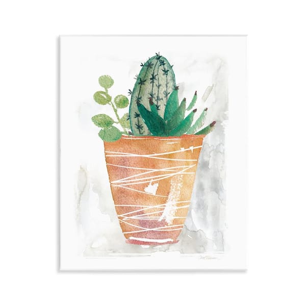 Stupell Industries Cactus & Succulent Vase by Carol Robinson Unframed Nature Graphic Art Print 14 in. x 11 in.