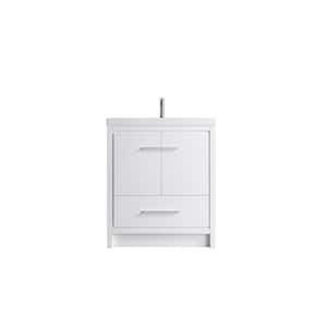 29.65 in. x 19.7 in. D x 36 in. H Single Sink Bath Vanity in White with White Ceramic Top