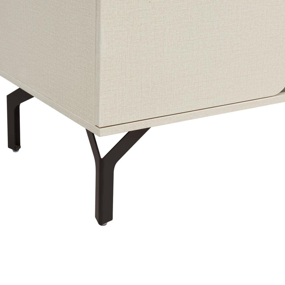 Chandra 60" Cream Weave Composite Buffet Sideboard with Adjustable Shelves