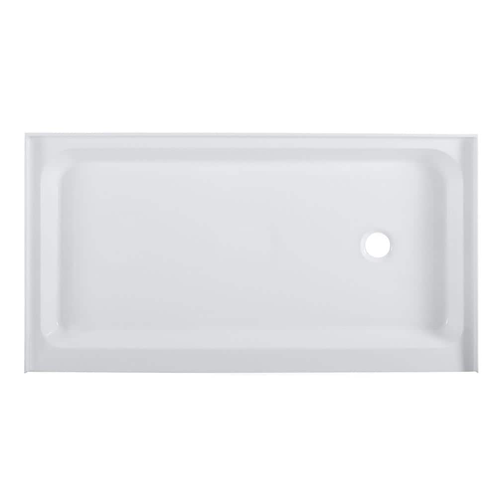 Voltaire 60" x 34" White Acrylic Shower Base with Right Drain