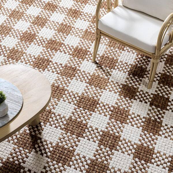 Natural Fiber Couture 6 ft. x 9 ft. Rust/Ivory Check Area Rug
