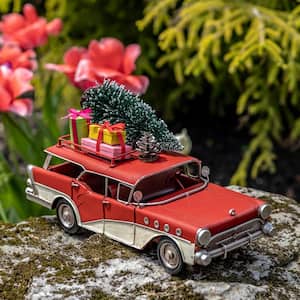 14.56 in. Long Vintage Style Wagon with Christmas Tree
