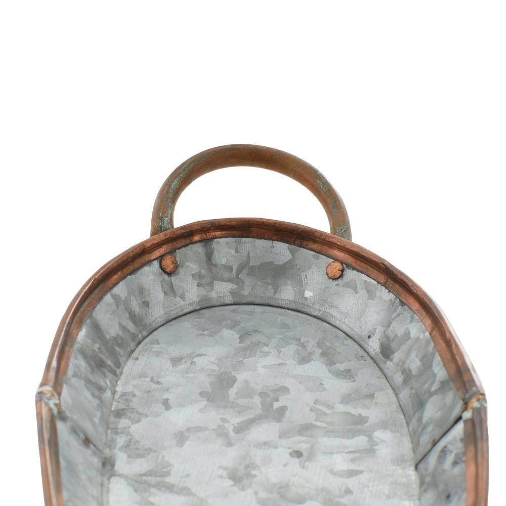 Set of 3 Oval Galvanized Metal Decorative Trays