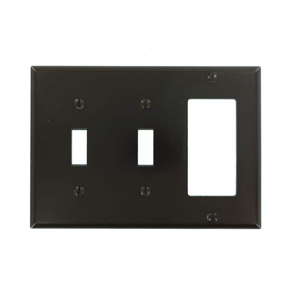 Brown 3-Gang 2-Toggle 1-Decora Thermoset Wall Plate