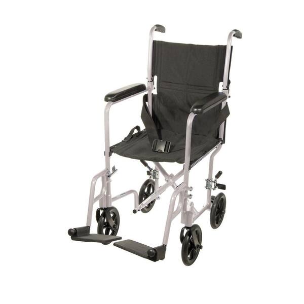 Drive Lightweight Transport Wheelchair in Silver with 19 in. Seat