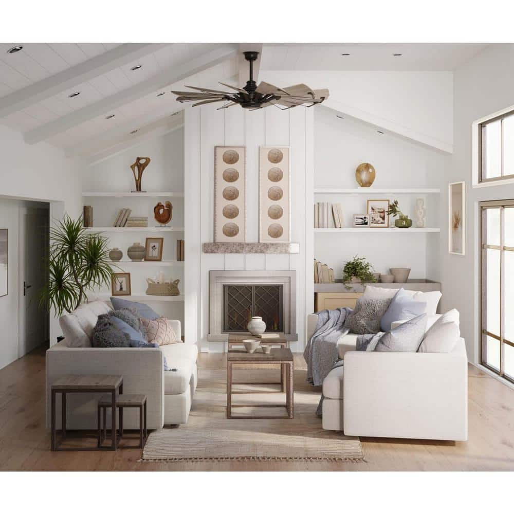 60-Inch Matte Black Windmill Ceiling Fan with Remote