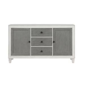 Kate Gray and White Wood 70 in. Server Console Sideboard with 3-Drawers and 2-Cabinets