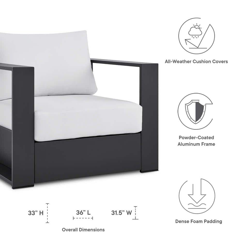 Tahoe 32'' Gray and White Powder-Coated Aluminum Outdoor Armchair