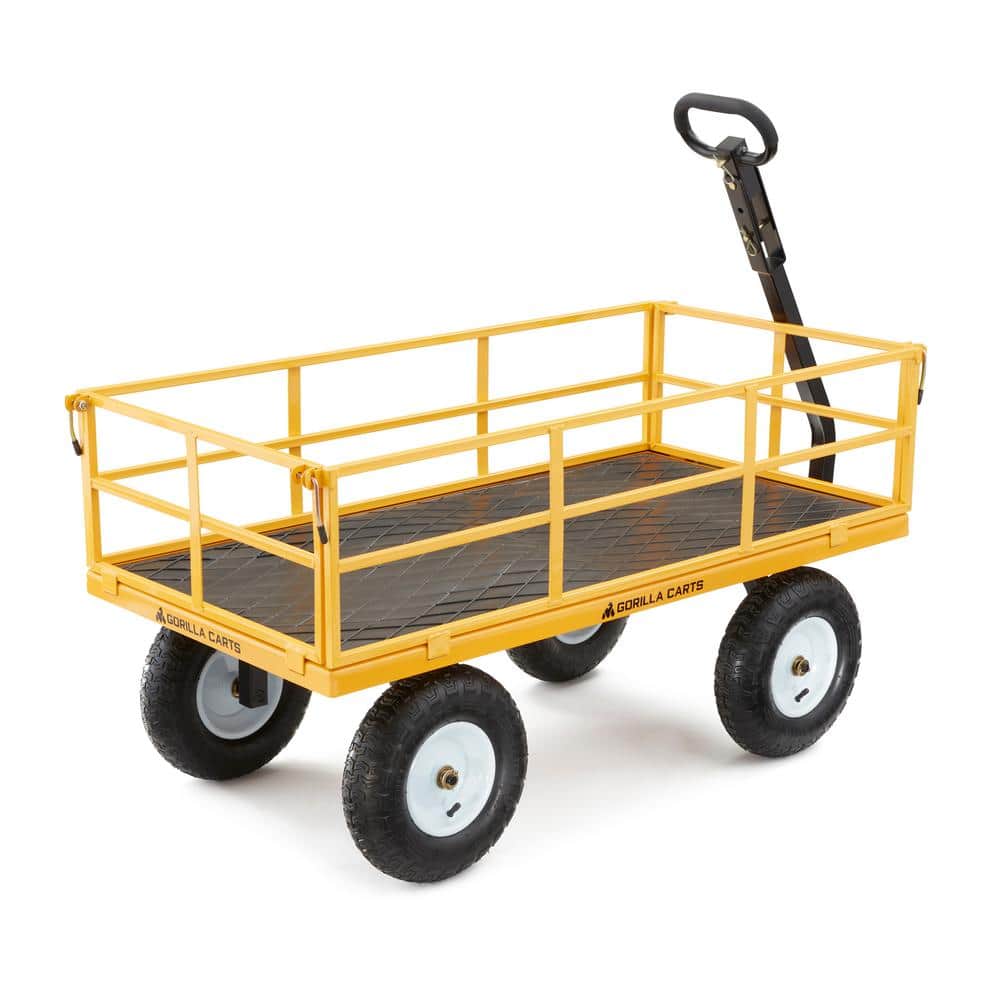 Yellow Heavy Duty Steel Utility Cart with Mesh Bed