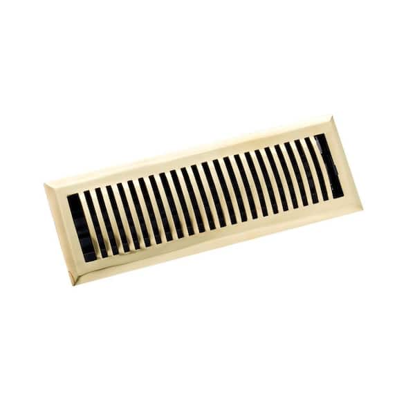 Zoroufy 4 in. x 14 in. Classic Floor Register, Polished Brass