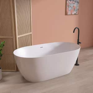 67 in. x 29.5 in. Oval Free Standing Tub Freestanding Soaking Bathtub with Removable Drain Alone Soaker Tubs in White