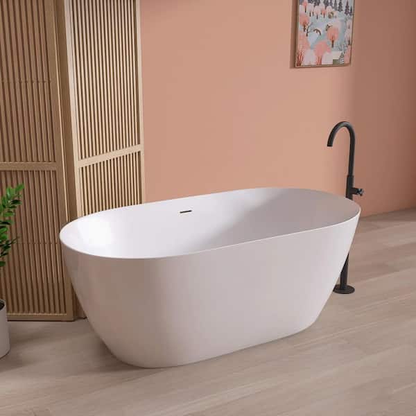 NTQ 67 in. x 29.5 in. Oval Free Standing Tub Freestanding Soaking Bathtub with Removable Drain Alone Soaker Tubs in White