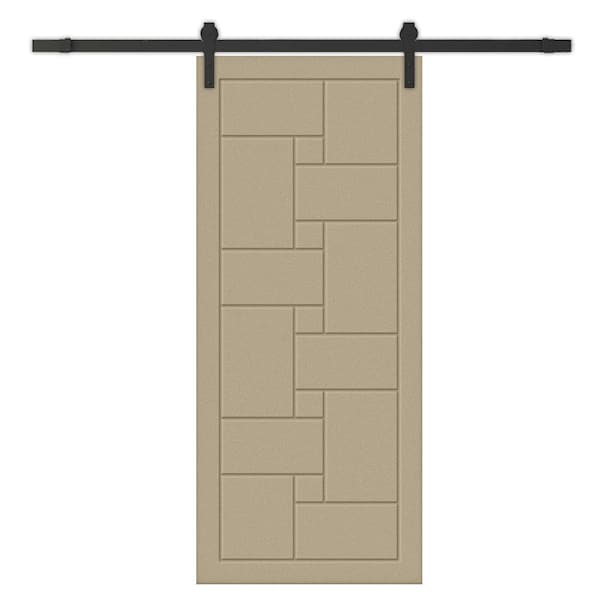 CALHOME 30 in. x 96 in. Unfinished Composite MDF Paneled Interior Sliding Barn Door with Hardware Kit