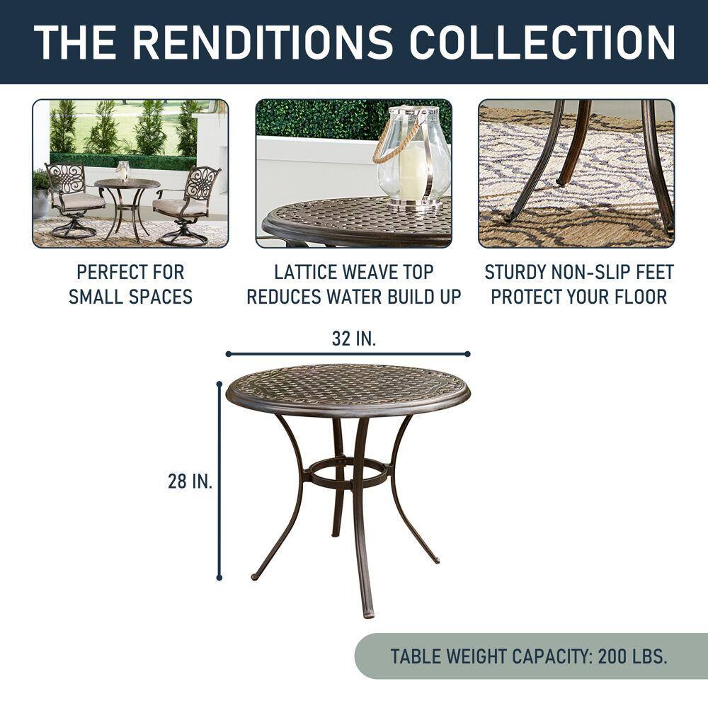 Bronze 3-Piece Patio Set with Swivel Rockers and Cast-Top Table