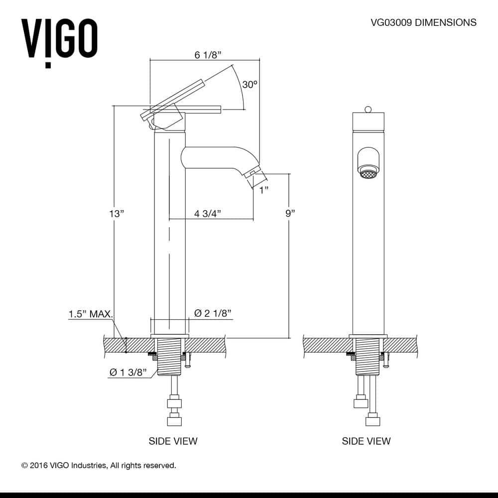 Seville 13" Modern Black and Nickel Vessel Sink Faucet