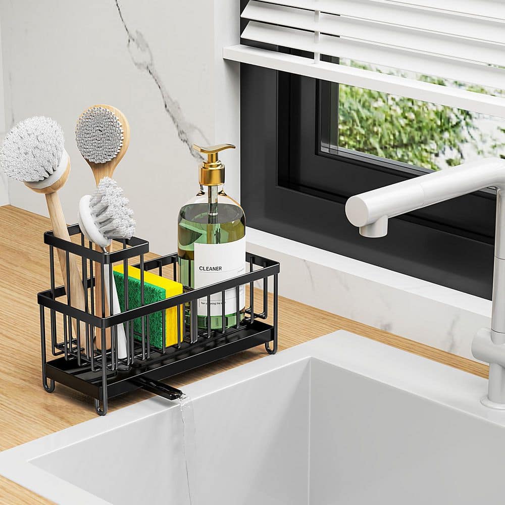 Numhew Black Stainless Steel Sponge Holder for Kitchen Sink Caddy ...