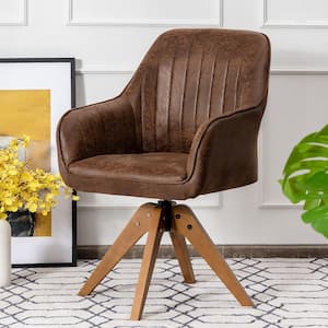 Mid Century Swivel Accent Brown Chair Hot-Stamping Cloth Armchair Retro (Set of 1)