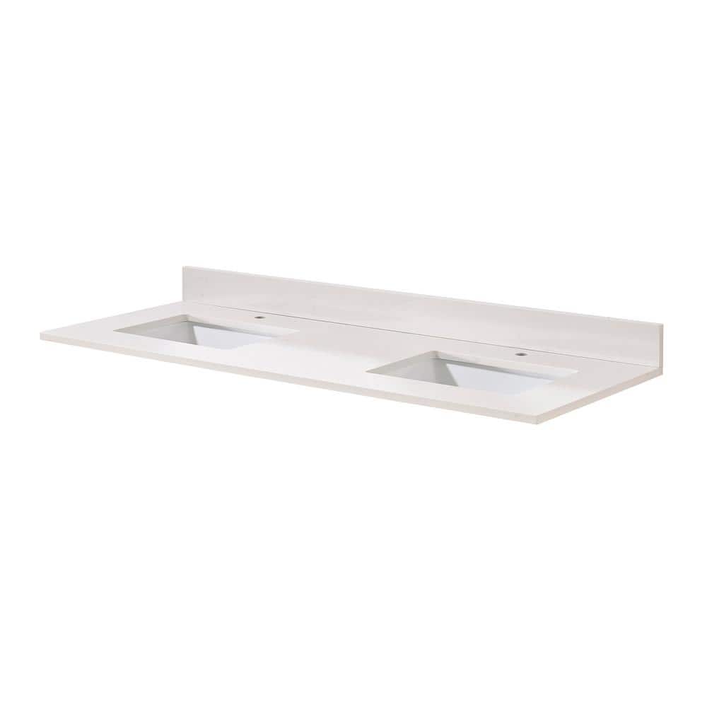Milano White Composite Stone Double Vanity Top with Sink, 61 in.