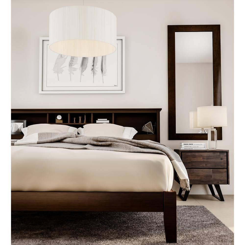 Espresso King Wood Bookcase Headboard with Storage