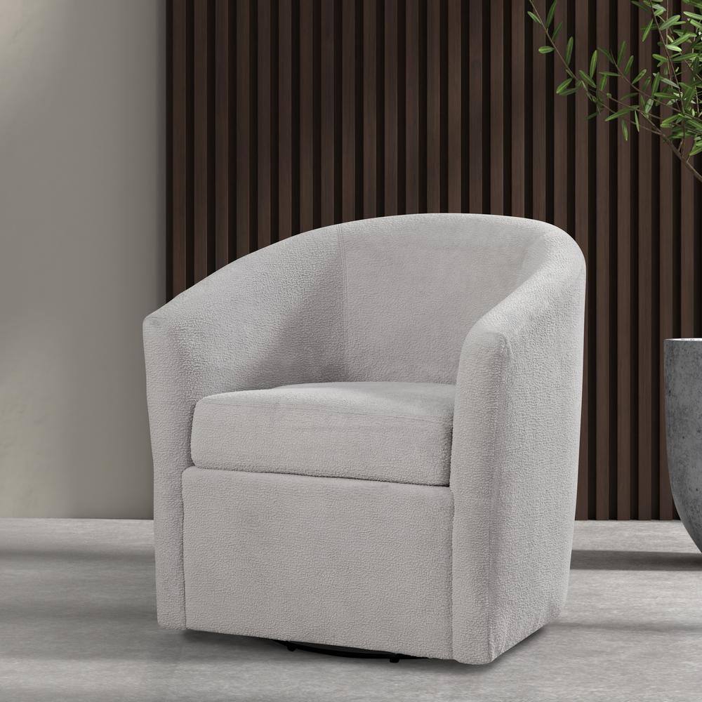 Light Gray Velvet Barrel Swivel Accent Chair
