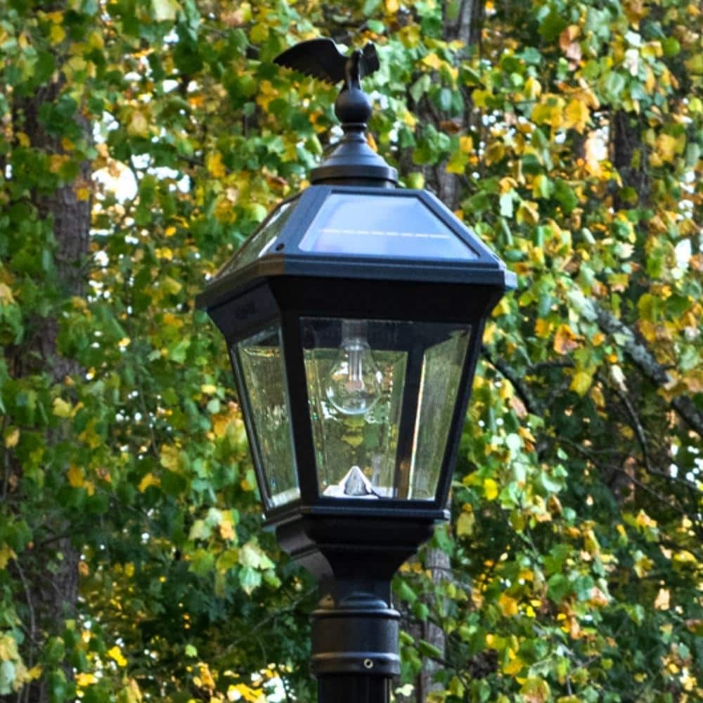 Imperial II Black Resin Solar LED Outdoor Lamp Post