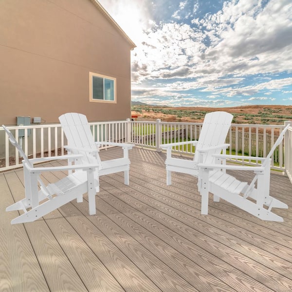 Sonkuki White Recyled Plastic Weather Resistant Outdoor Patio Adirondack Chair (Set of 4)
