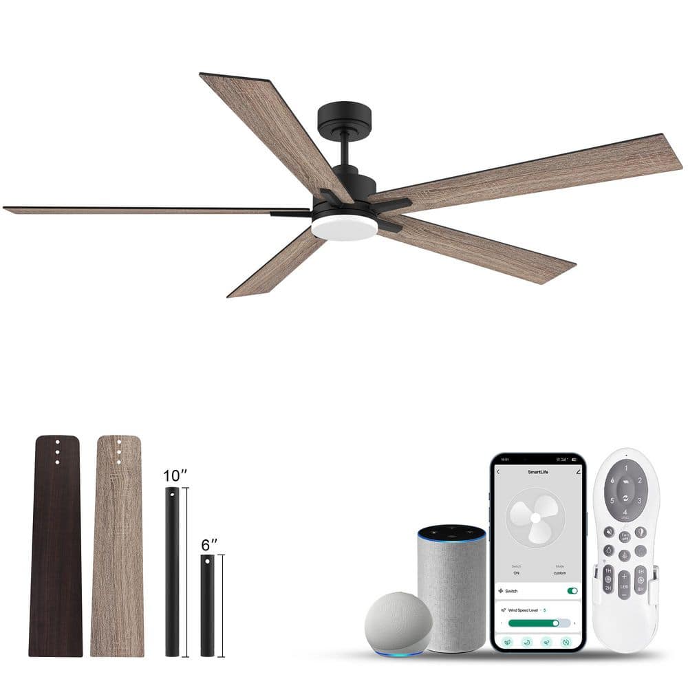 72 in. Smart Outdoor Indoor Black Ceiling Fan with Lights Remote Voice Control Via Alexa Google WIFI App, Quiet DC Motor price history on PriceWatchPro