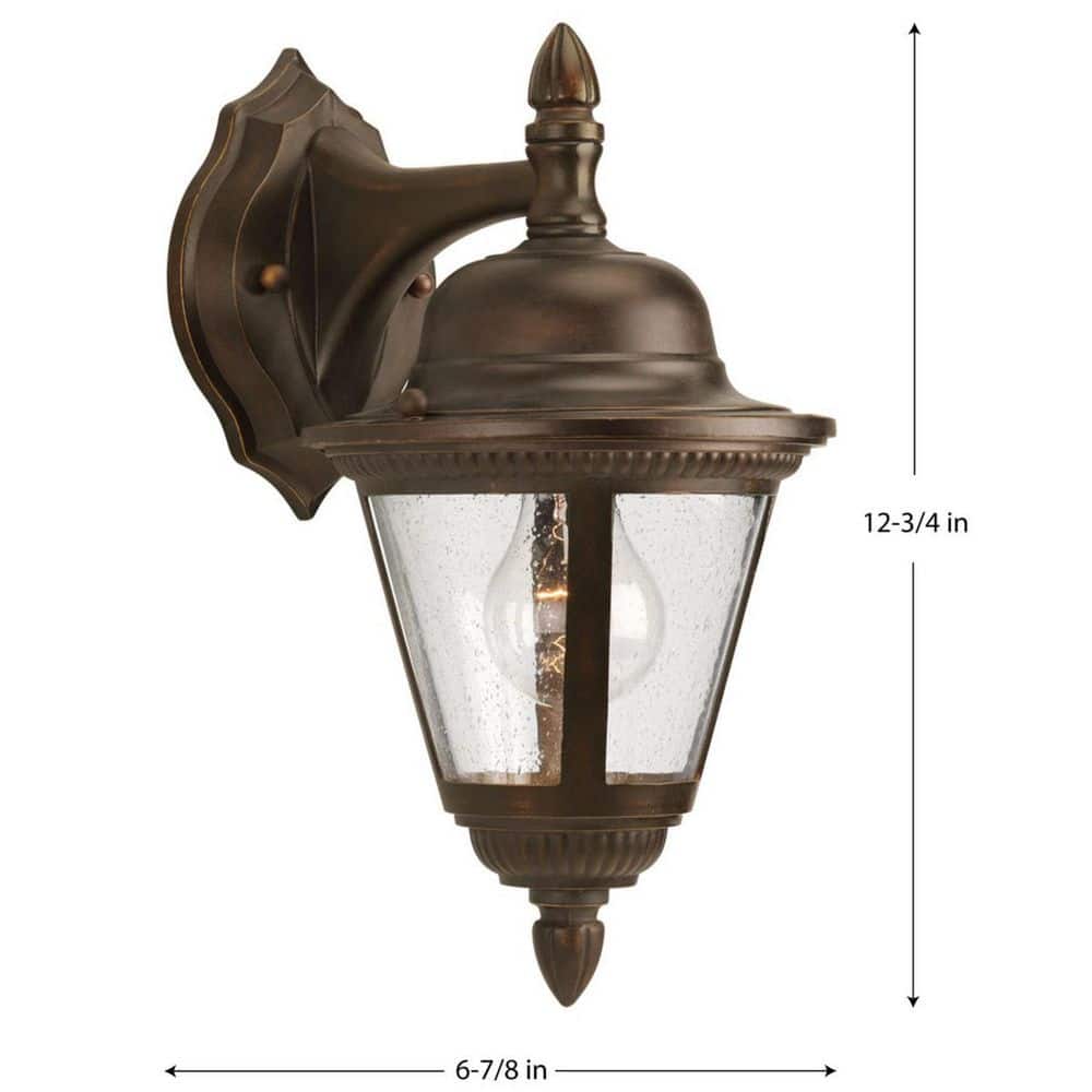 Antique Bronze 13" Outdoor Wall Lantern with Seeded Glass