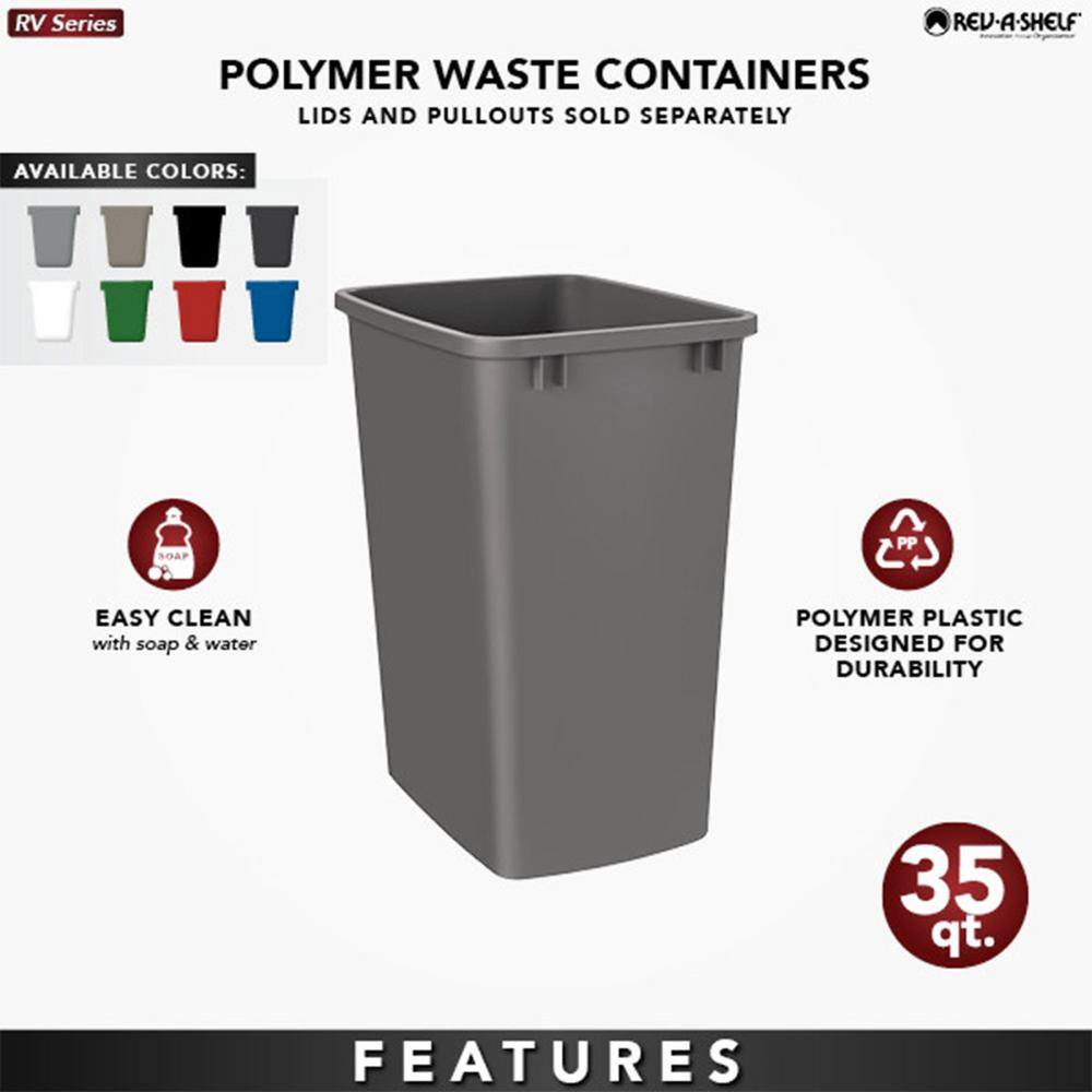 Gray Plastic Pull-Out Kitchen Trash Bin Set, 35 Quart, 2 Pack