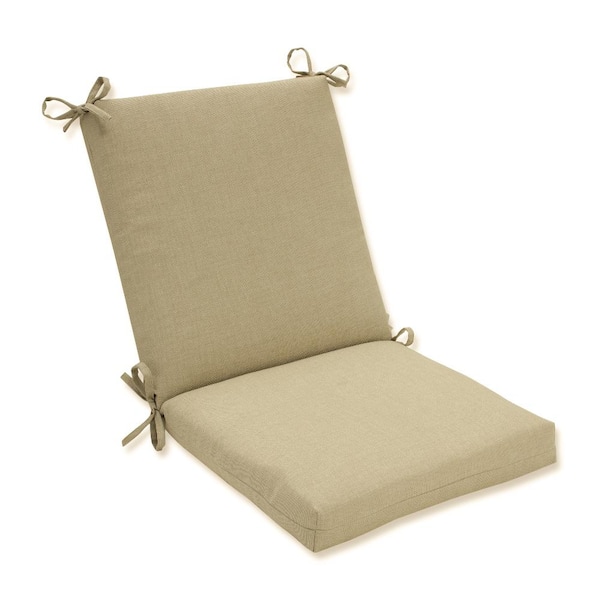 Pillow Perfect Solid Outdoor/Indoor 18 in W x 3 in H Deep Seat, 1-Piece Chair Cushion and Square Corners in Tan Rave